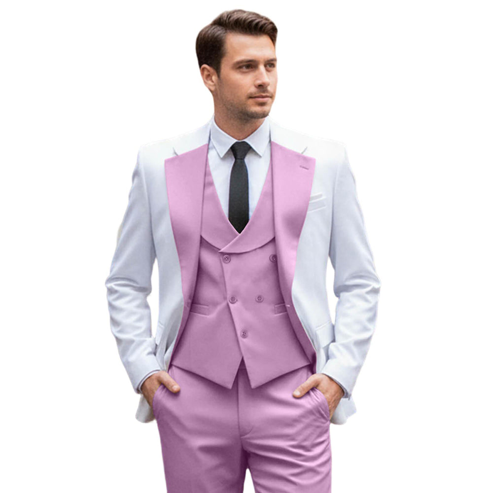 Men's Contrast  Slim Fit Suits 3-Piece