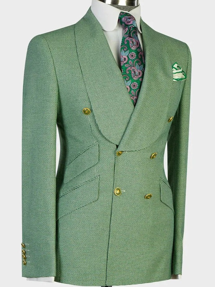 Oversized Shawl Lapel Double Breasted Plaid Prom Suits