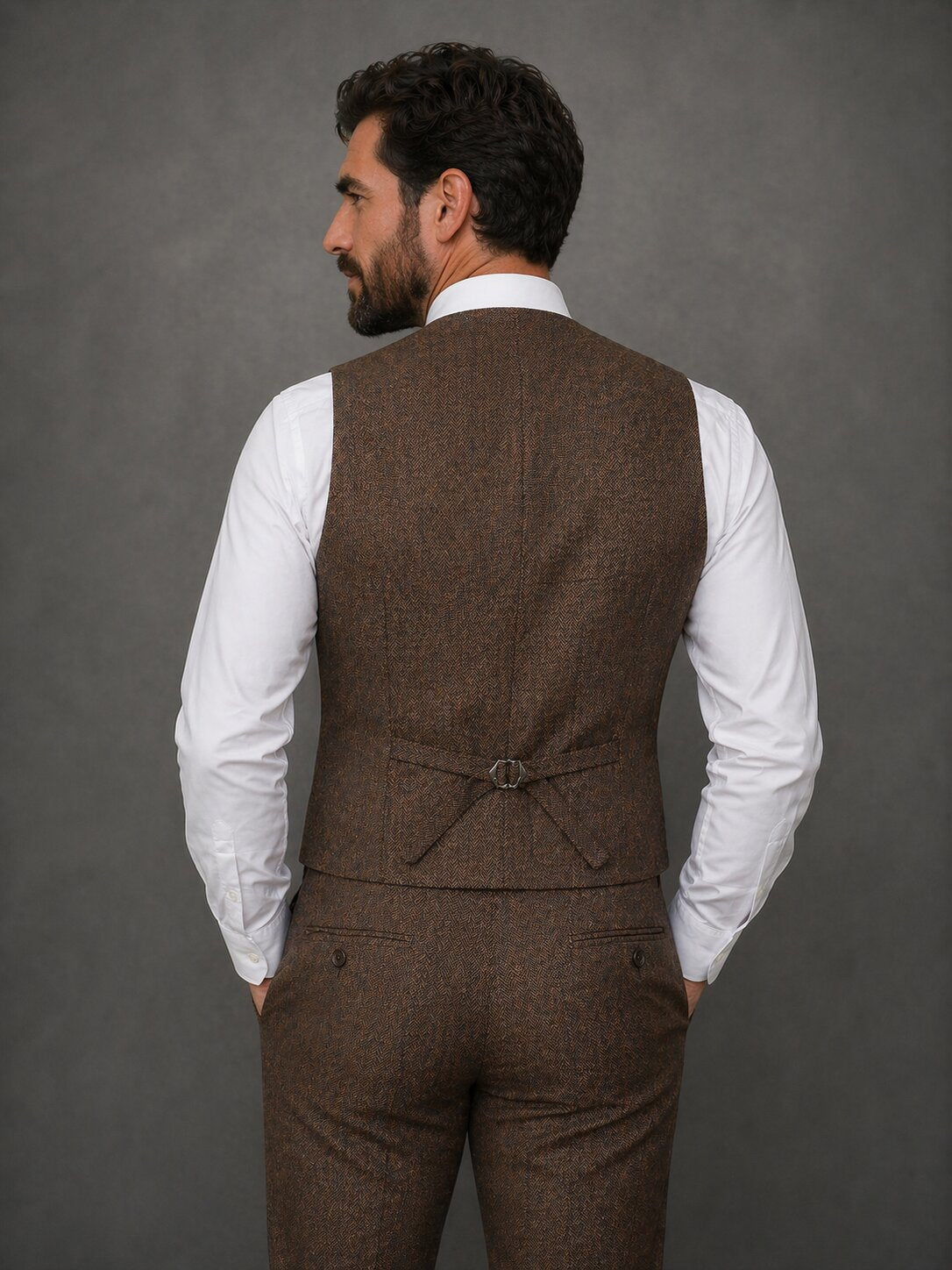 Men's Tweed Herringbone 3 Piece Suit Vintage Style