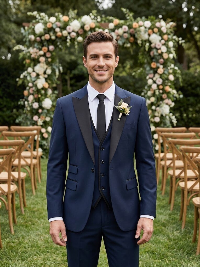 Men's 3 Piece Modern Formal Suit Classic Tuxedo