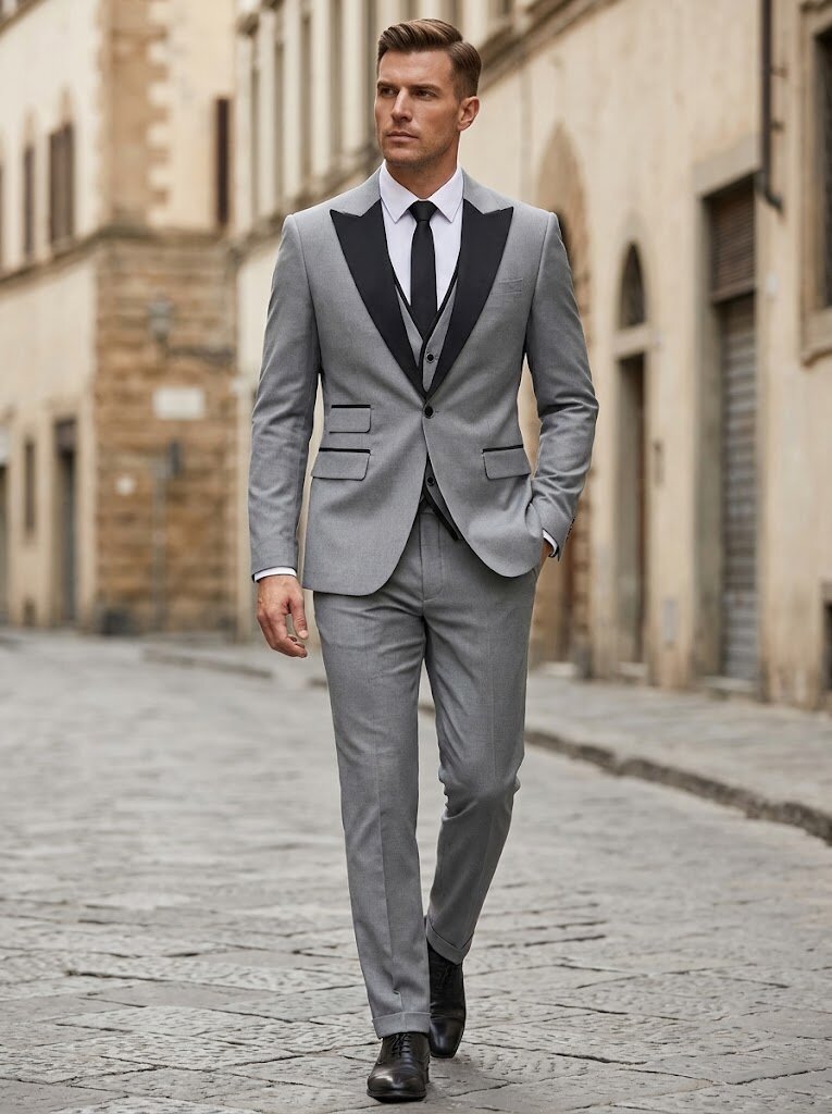 Men's 3 Piece Modern Formal Suit Classic Tuxedo