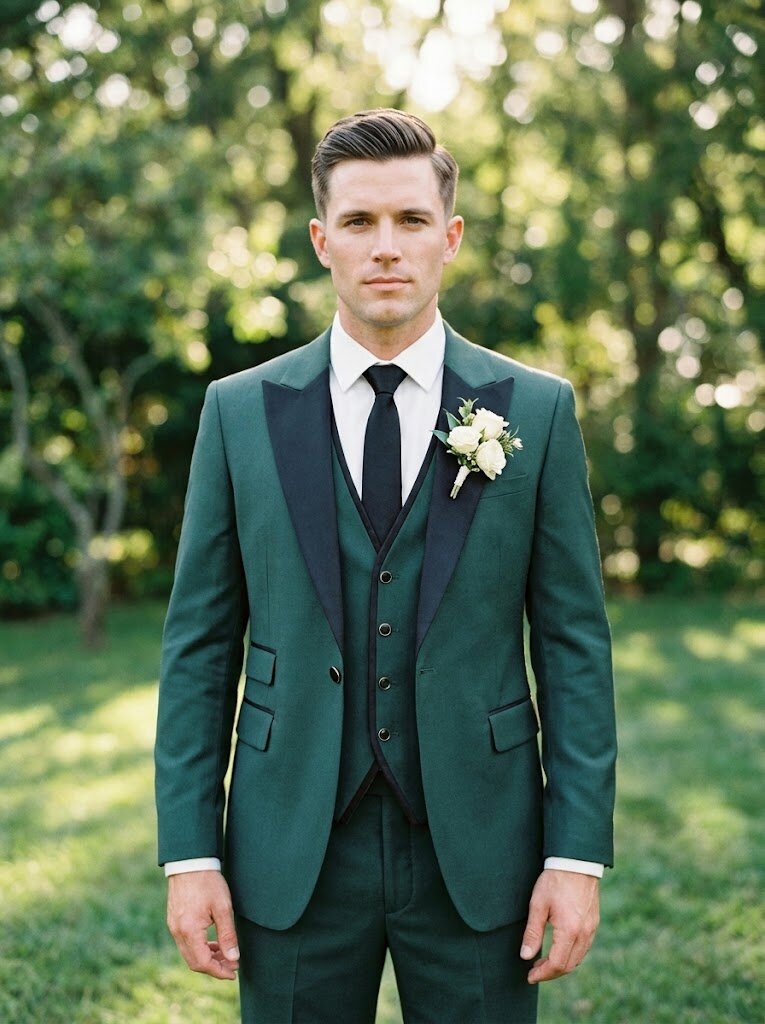Men's 3 Piece Modern Formal Suit Classic Tuxedo