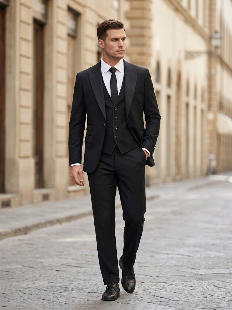 Men's 3 Piece Modern Formal Suit Classic Tuxedo