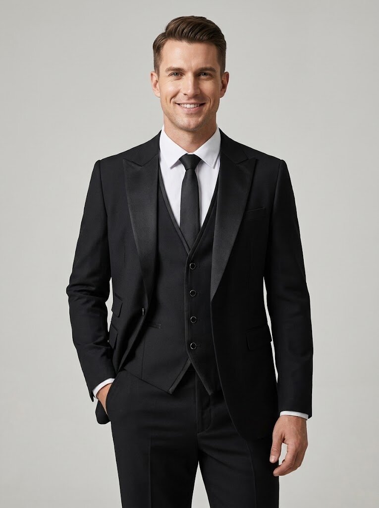 Men’s 3 Piece Tuxedo Wedding Groom Suit