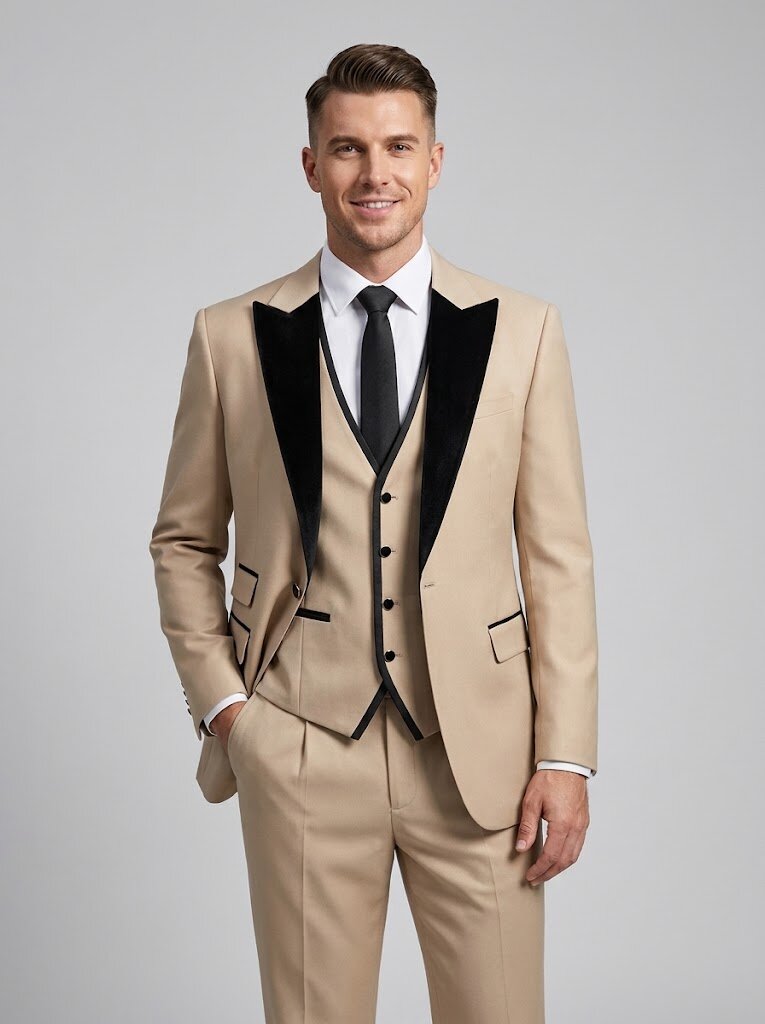 Men’s 3 Piece Tuxedo Wedding Groom Suit