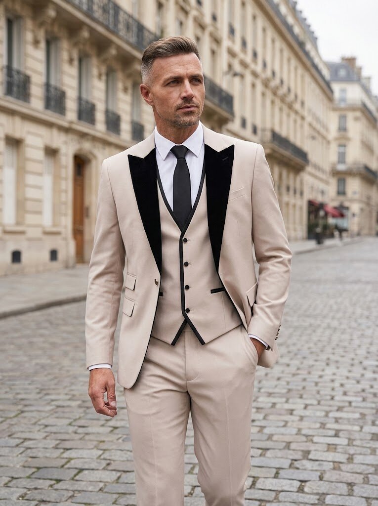 Men’s 3 Piece Tuxedo Wedding Groom Suit
