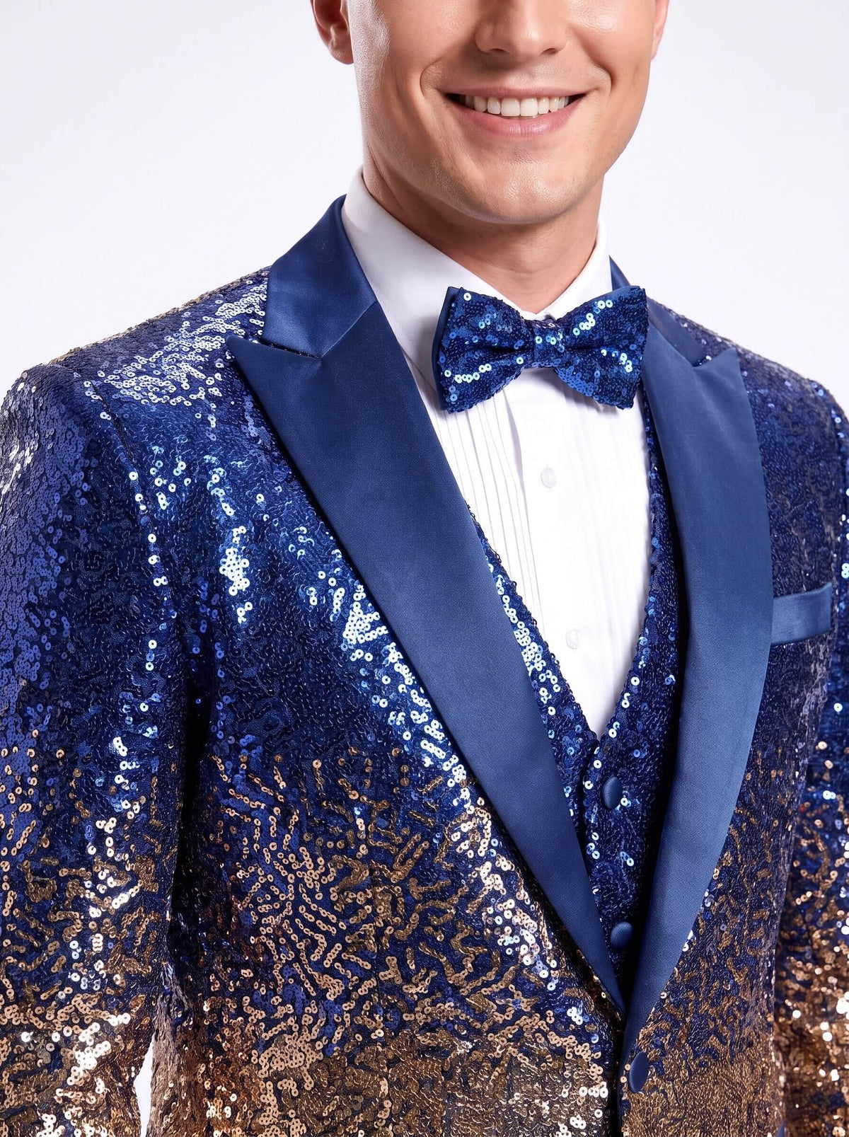 Men's 3 Piece Sequin Gold Gradient