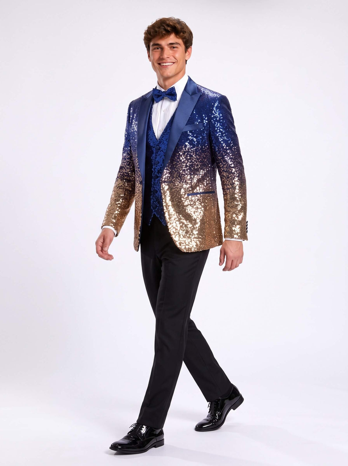 Men's 3 Piece Sequin Gold Gradient