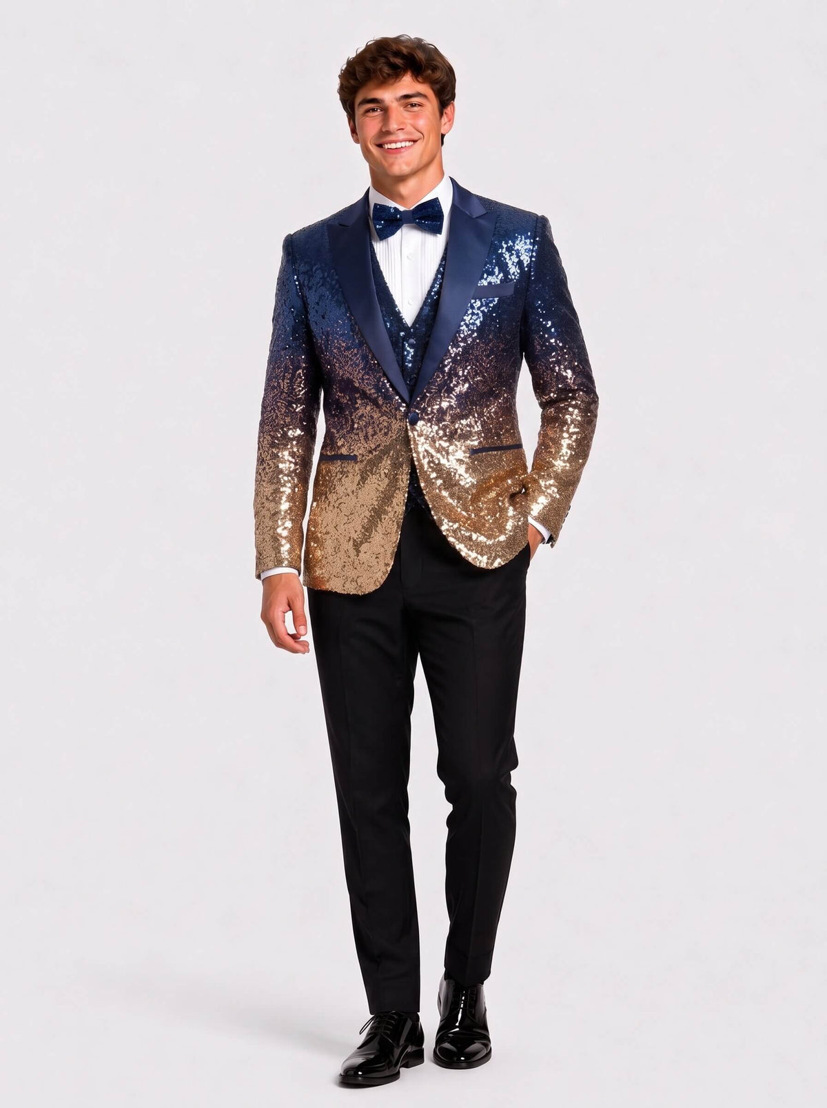 Men's 3 Piece Sequin Gold Gradient