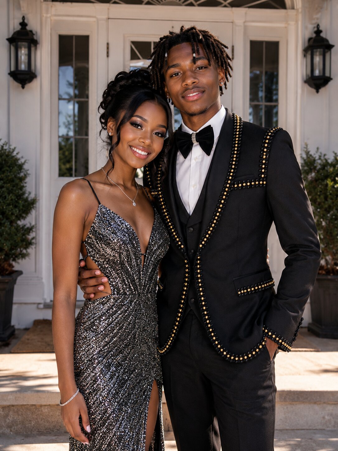 Men’s Beaded Black Prom Tuxedo Suit