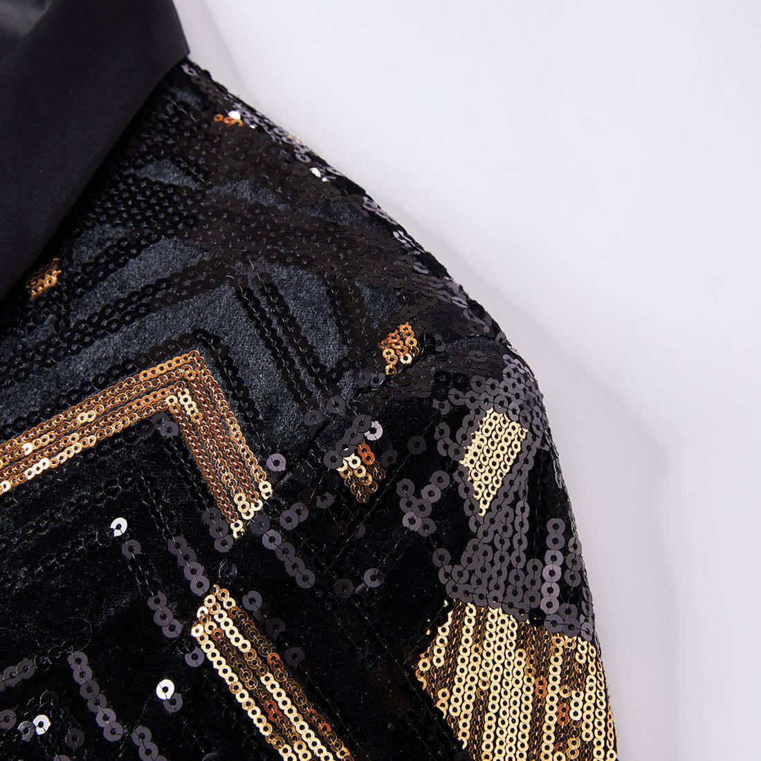 Men's Black & Gold Art Deco Sequin Prom Blazer