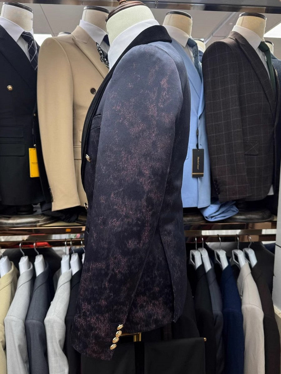 Men's Jacquard Double Breasted Tuxedo Suit