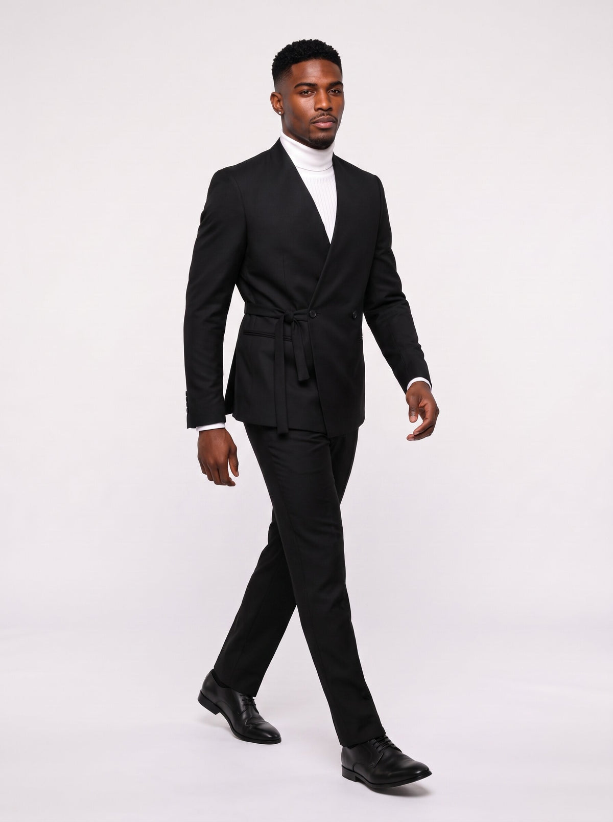 Men’s Lapelless Wrap Suit with Side Tie – 2 Piece