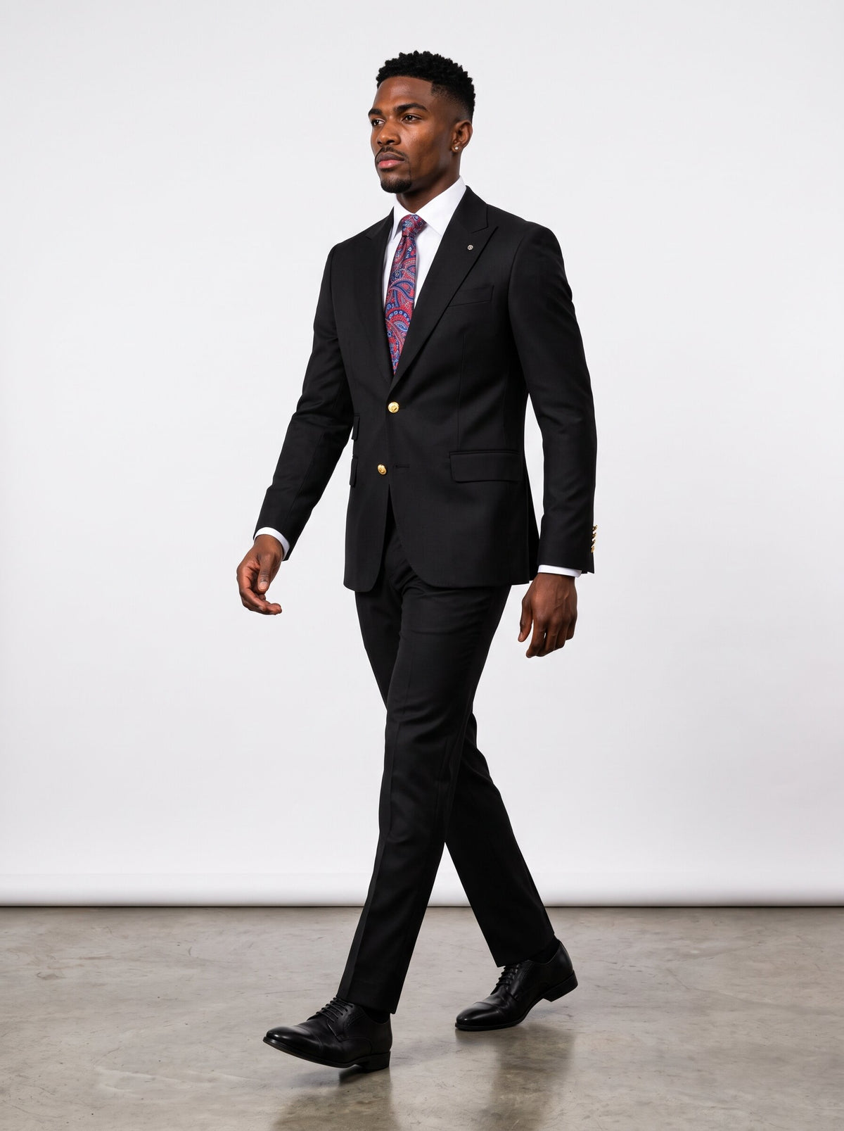 Men’s Notch Lapel 2 Piece Suit with Gold Buttons
