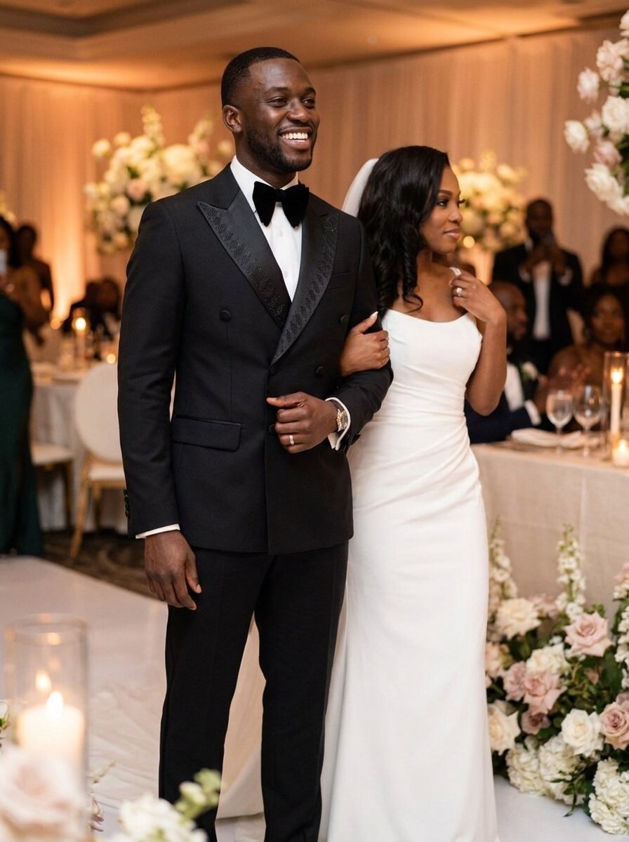 Men’s Double-Breasted Tuxedo With Beaded Peak Lapel