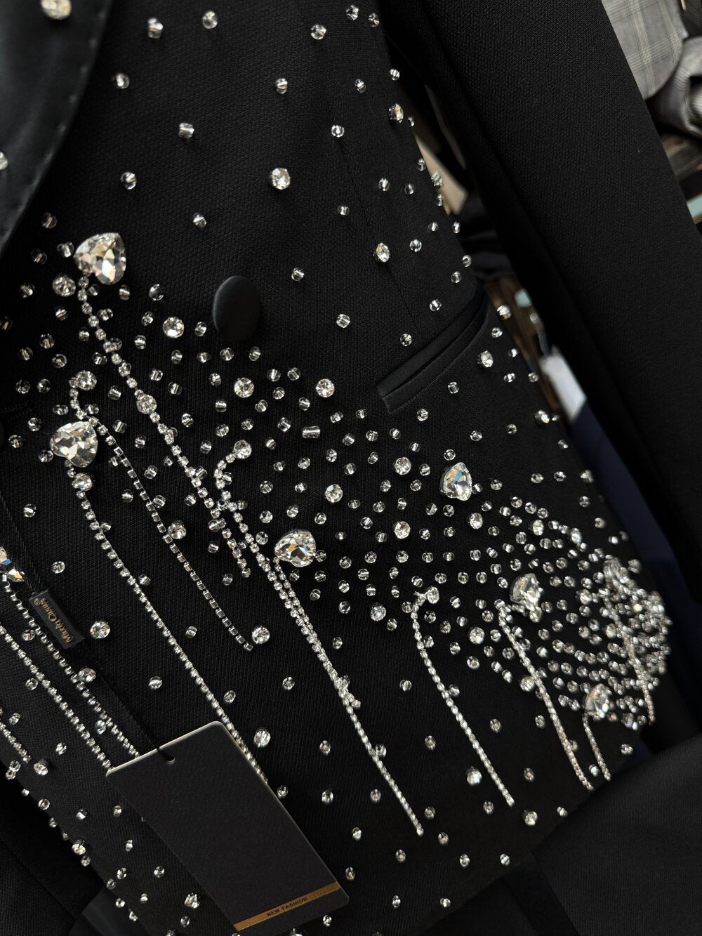 Men’s Black Rhinestone Prom Suit