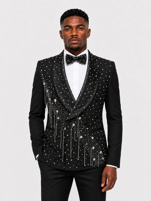 Men’s Black Rhinestone Prom Suit