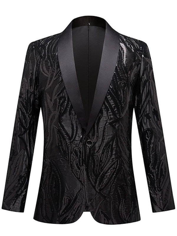 Men's Black Sequin Shawl Lapel Dinner Jacket