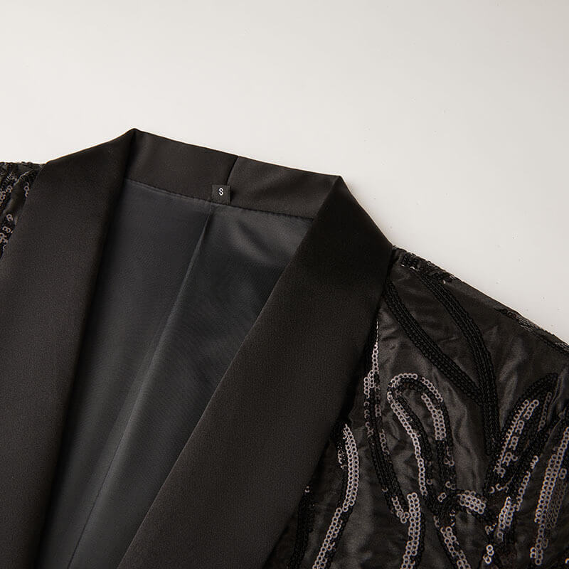 Men's Black Sequin Shawl Lapel Dinner Jacket