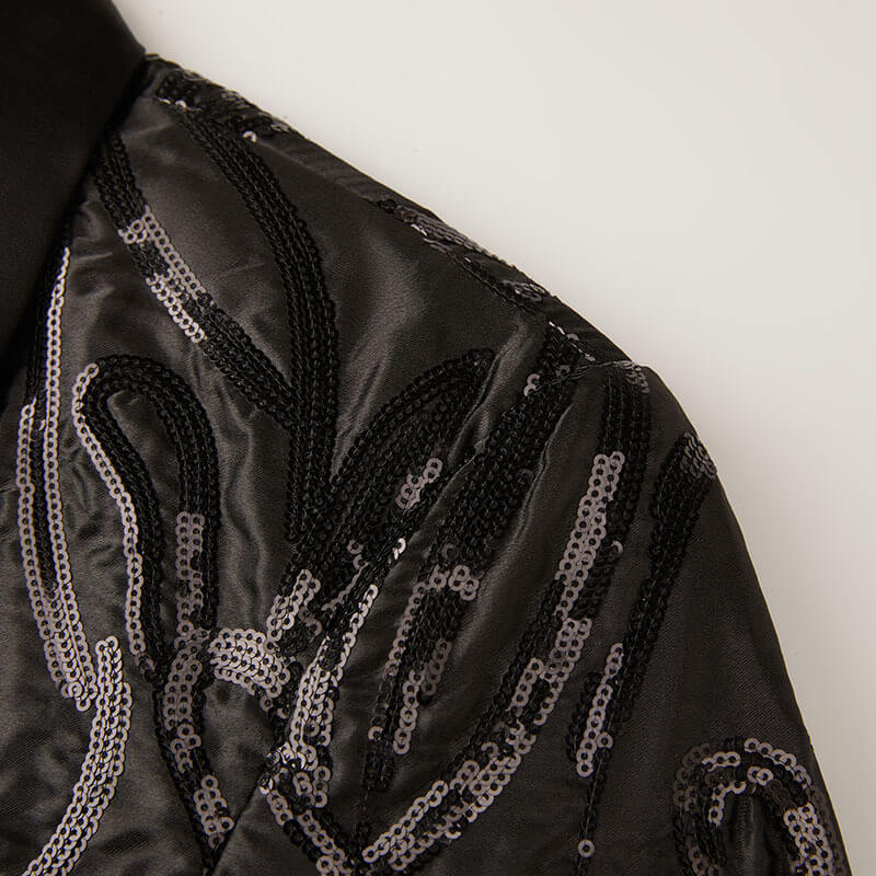 Men's Black Sequin Shawl Lapel Dinner Jacket