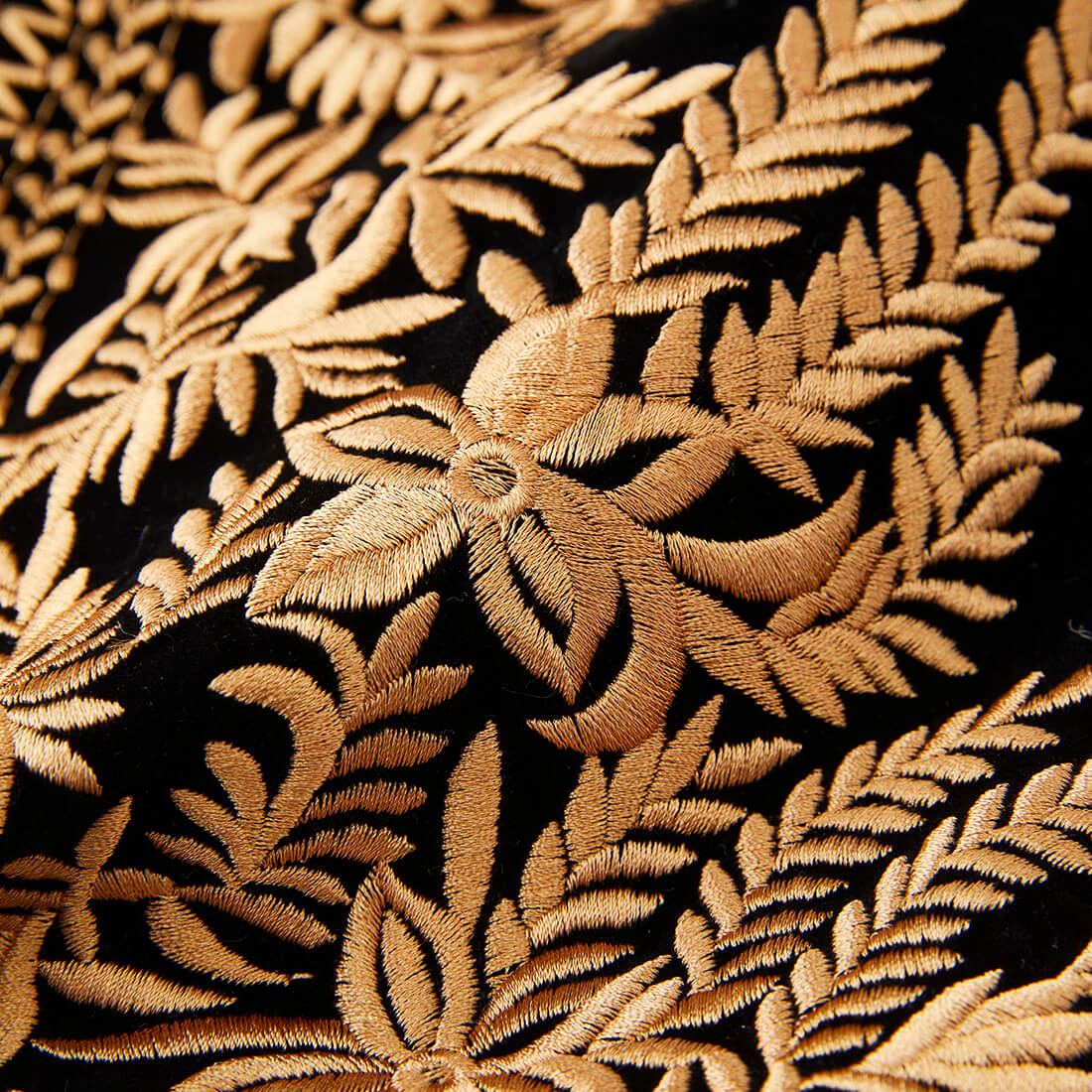 Men’s Black Velvet Blazer with Gold Floral Embroidery
