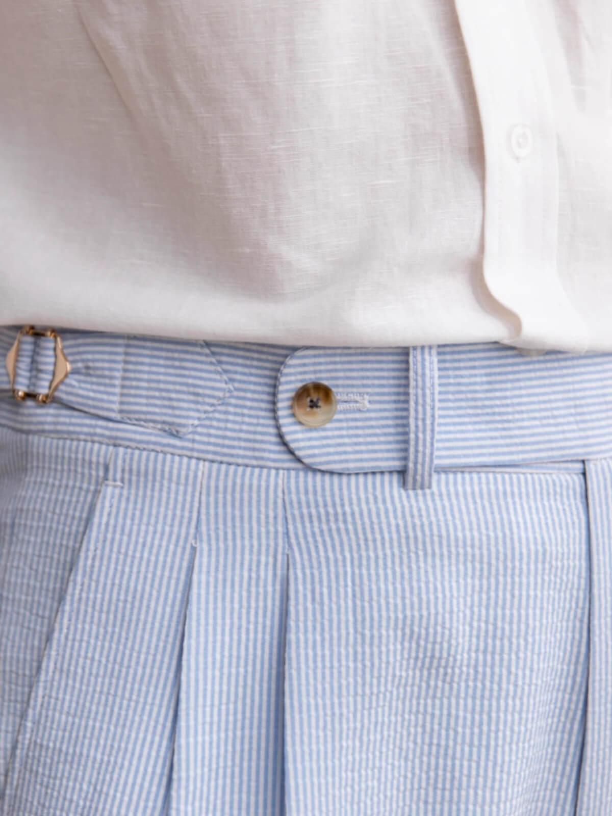 Men’s Blue Striped Seersucker Gurkha Dress Pants