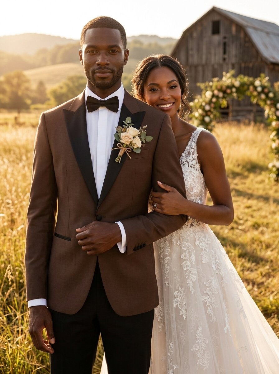 Men’s Chocolate Brown & Black 2 Piece Tuxedo