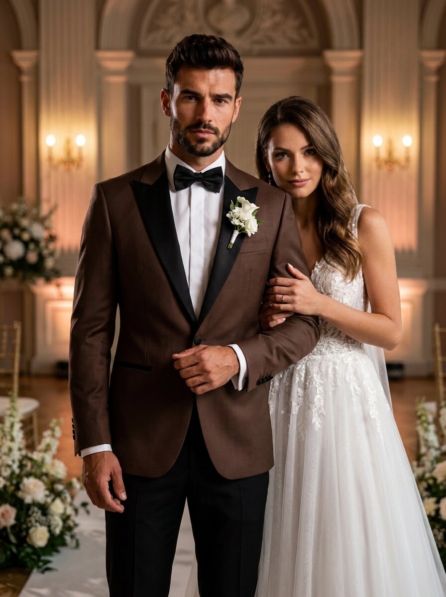 Men’s Chocolate Brown & Black 2 Piece Tuxedo
