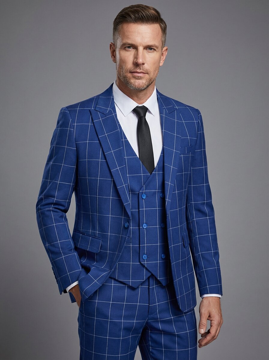 Men's Classic Check Three Piece Suit