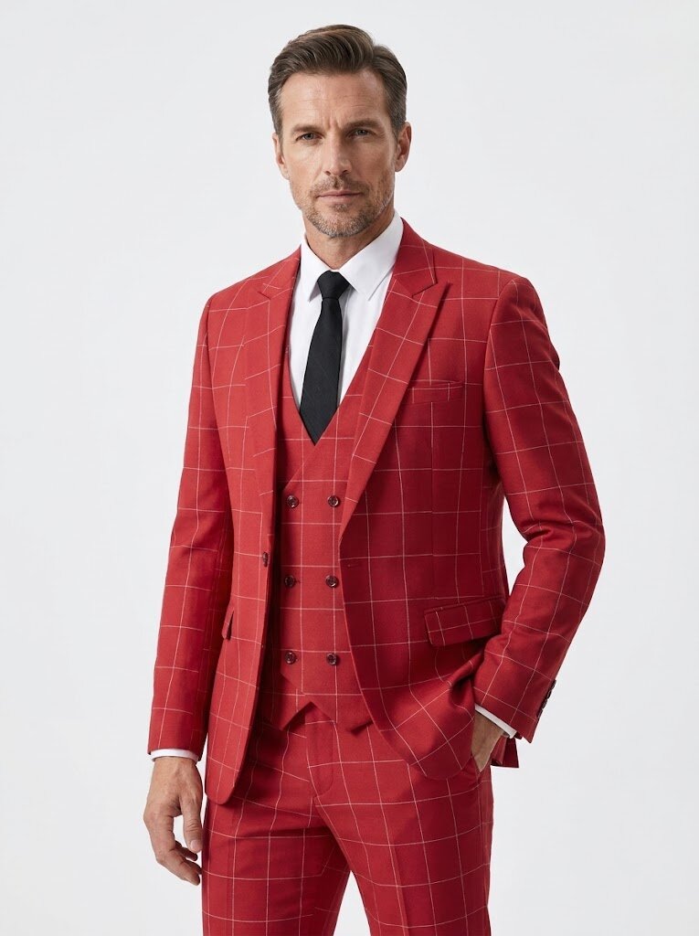 Men's Classic Check Three Piece Suit