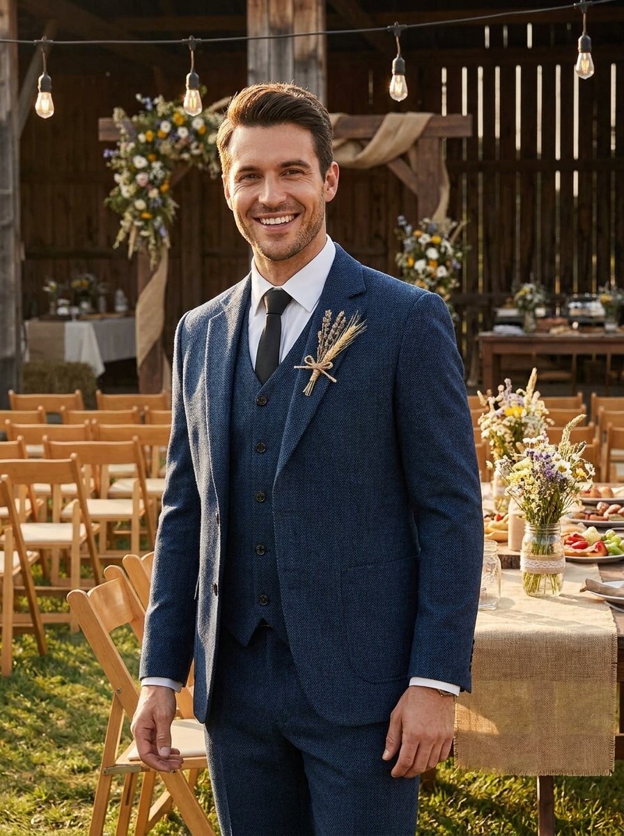 Men’s Vintage 3 Piece Tweed Suit Wedding & Formal Wear