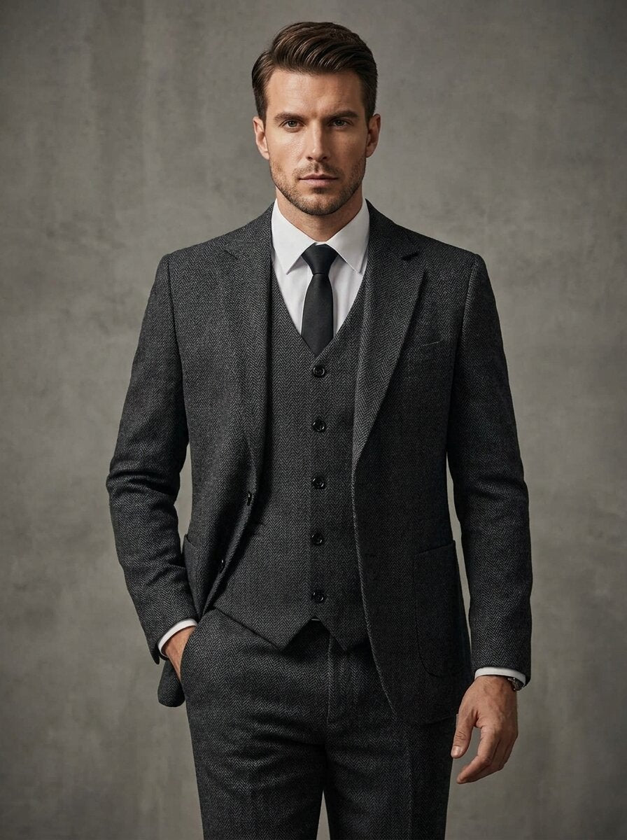 Men's Classic Regular Fit Tweed Suit