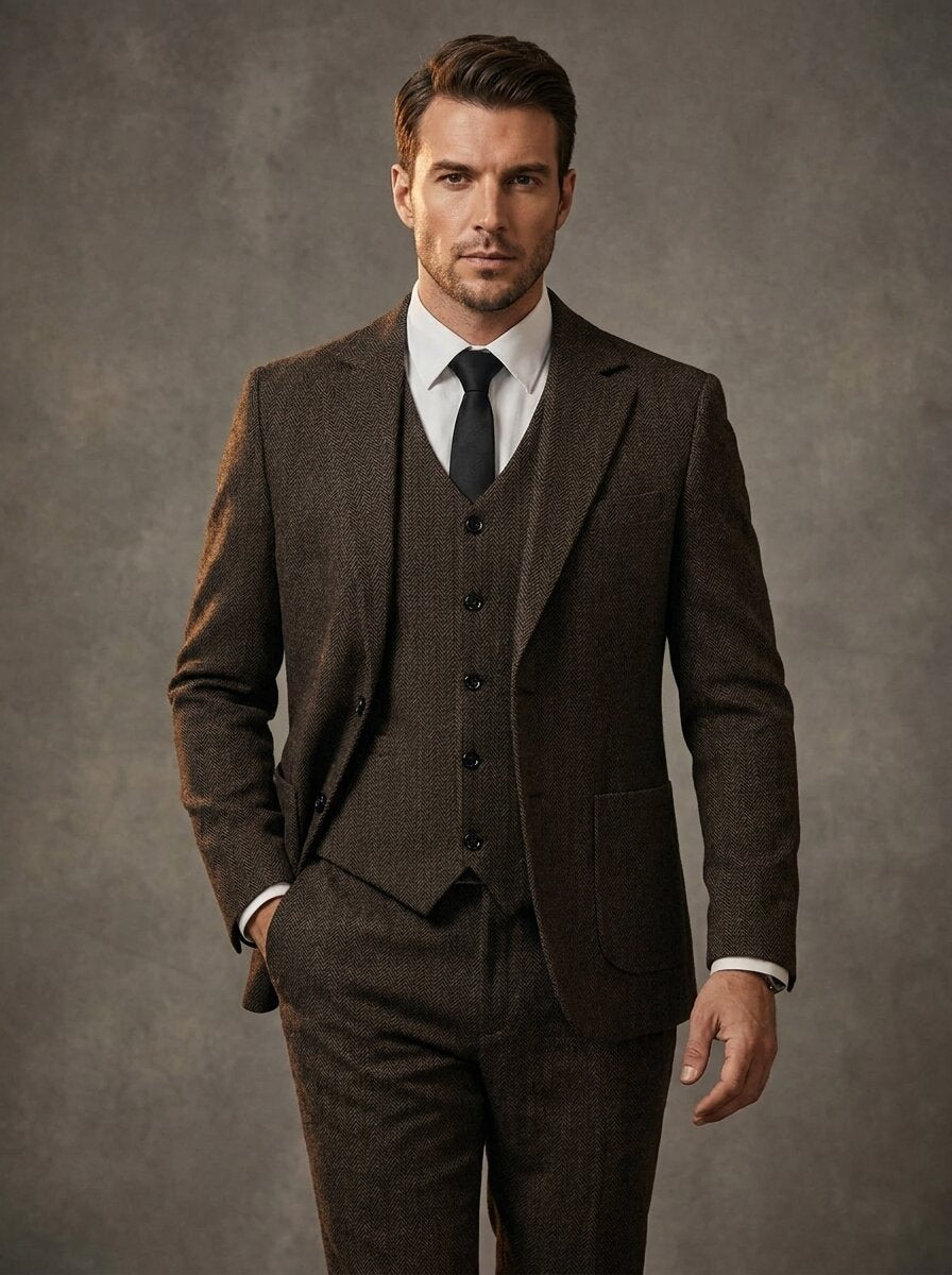 Men's Classic Regular Fit Tweed Suit