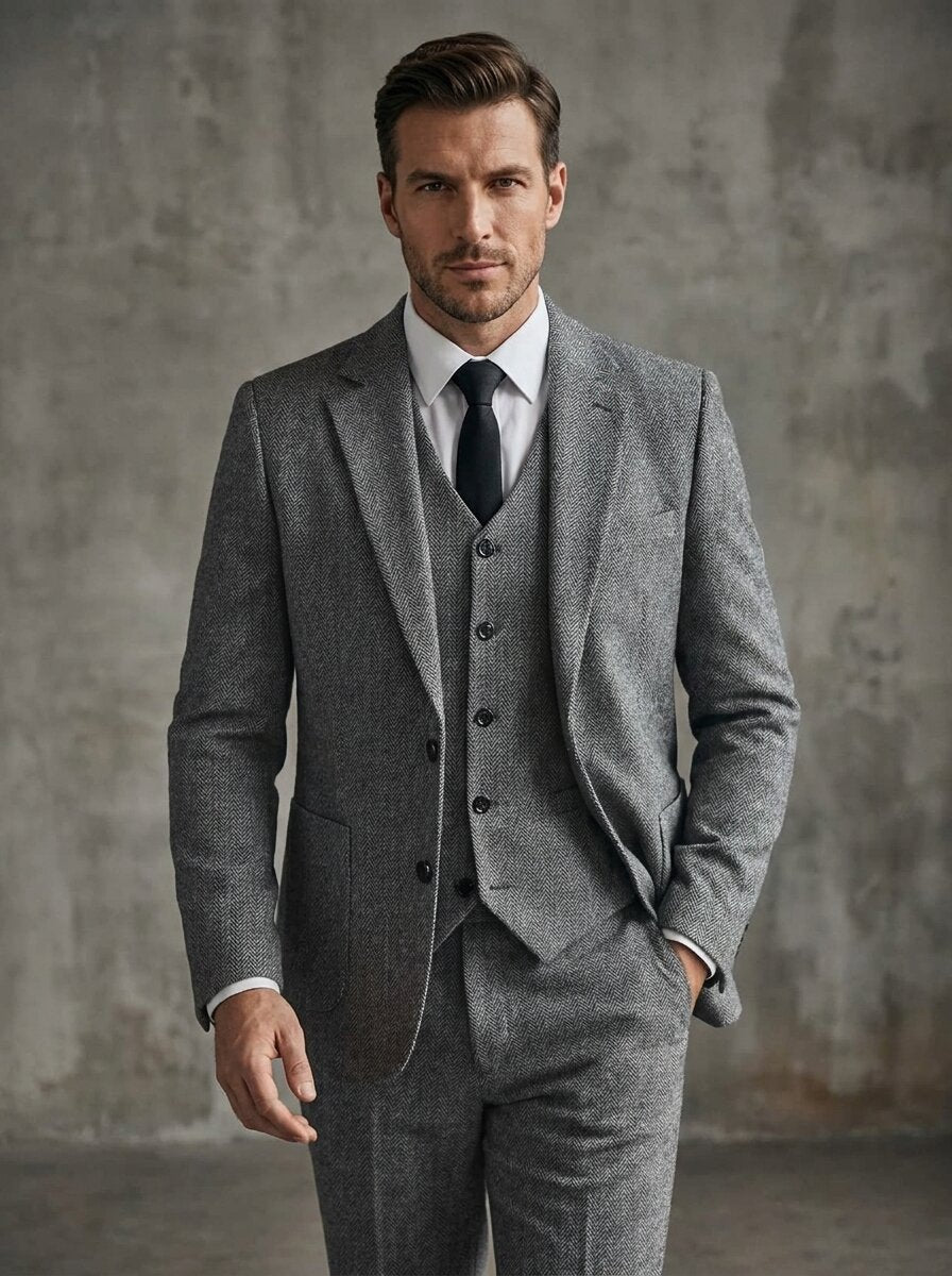 Men's Classic Regular Fit Tweed Suit
