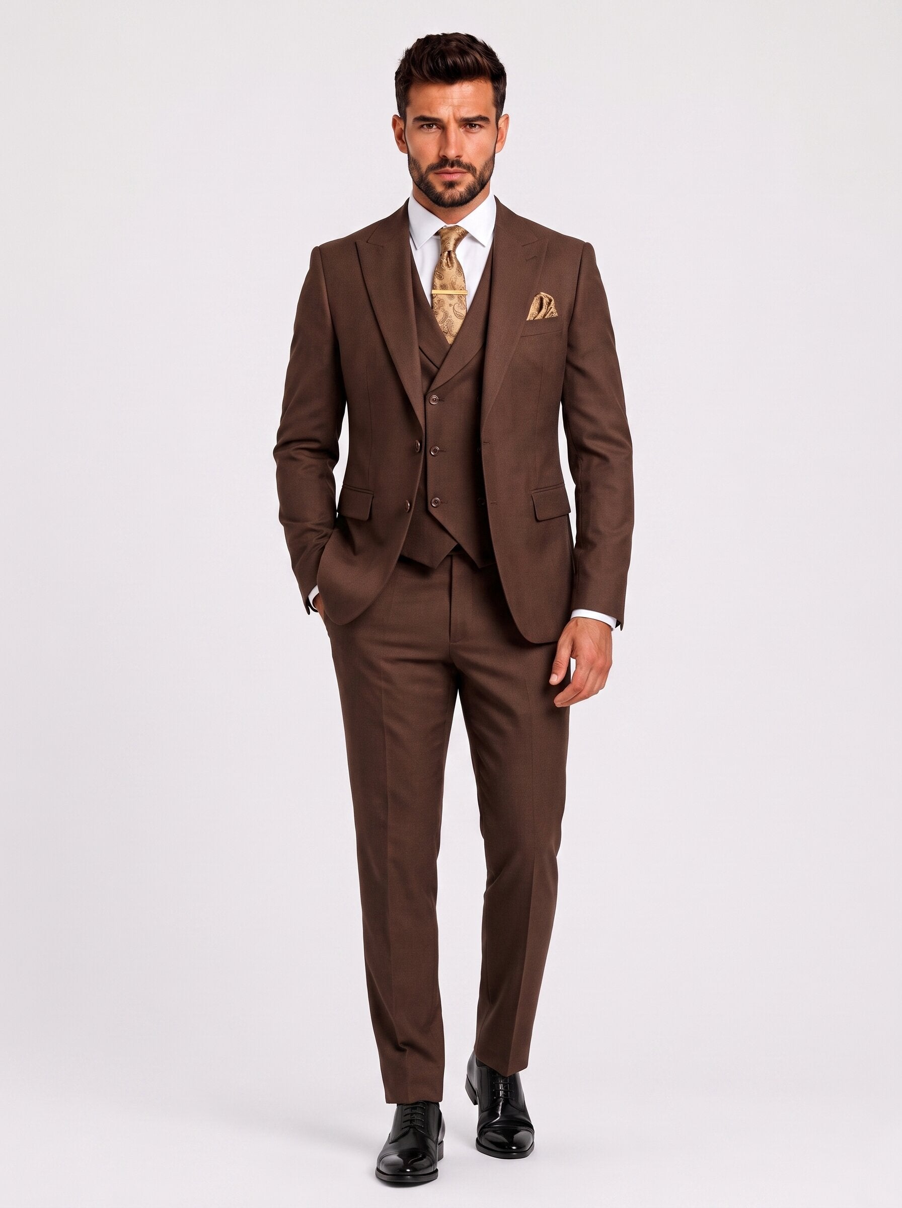 Men’s Brown 3 Piece Wedding Suit