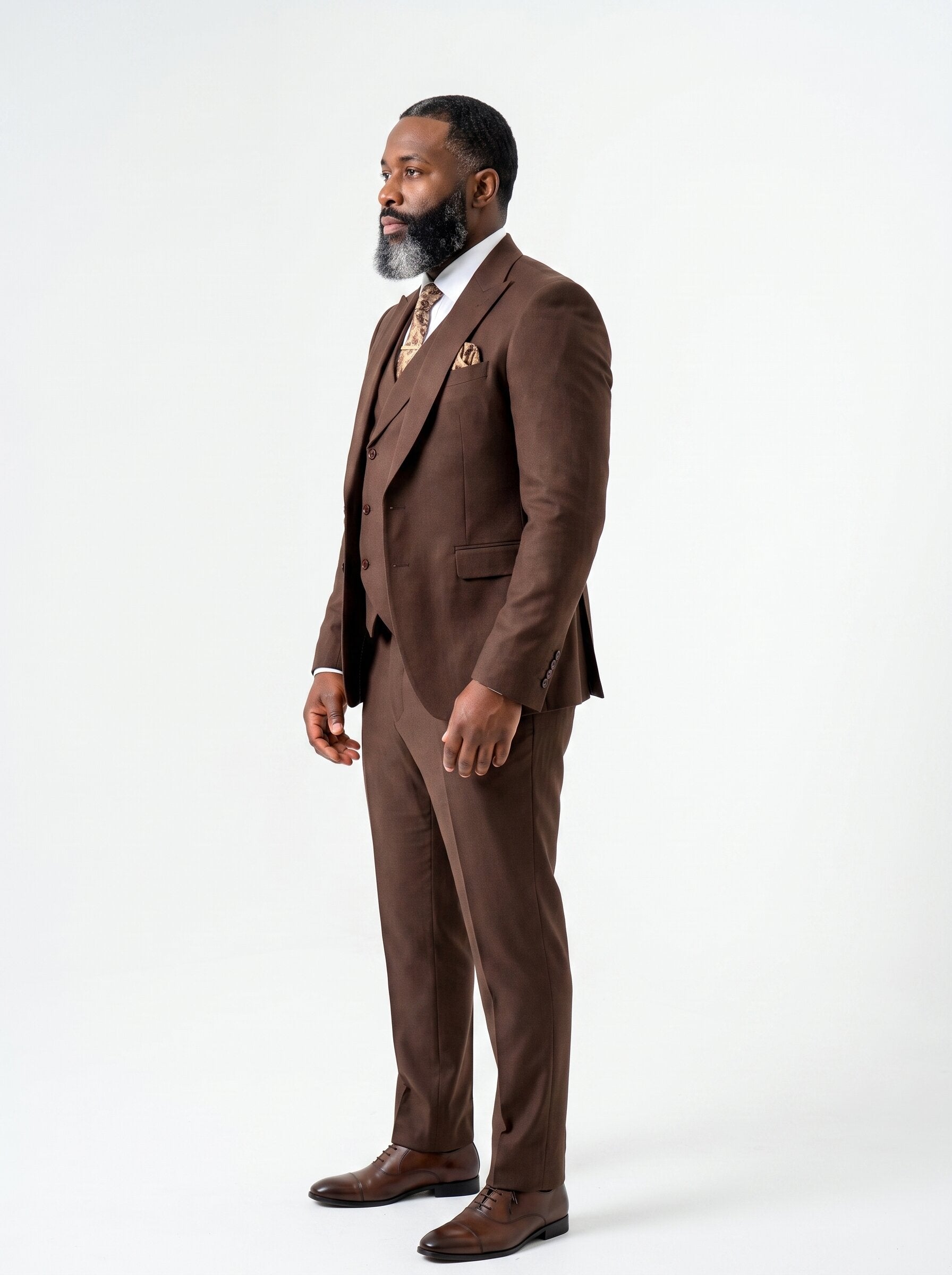 Men’s Brown 3 Piece Wedding Suit