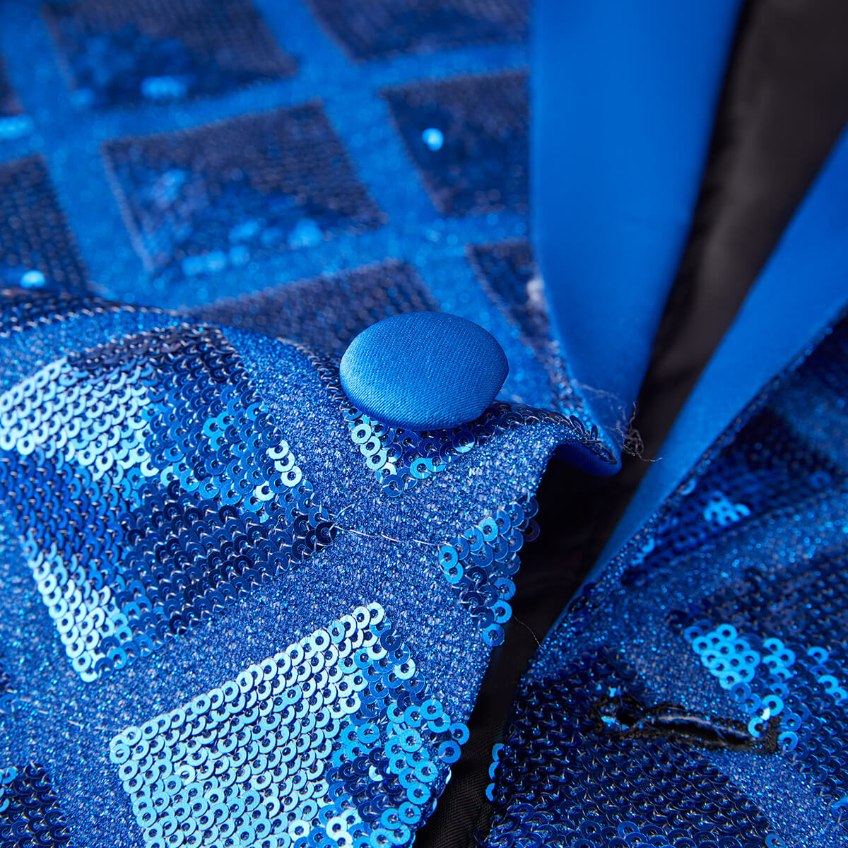 Men's Diamond Pattern Sequin Blazer