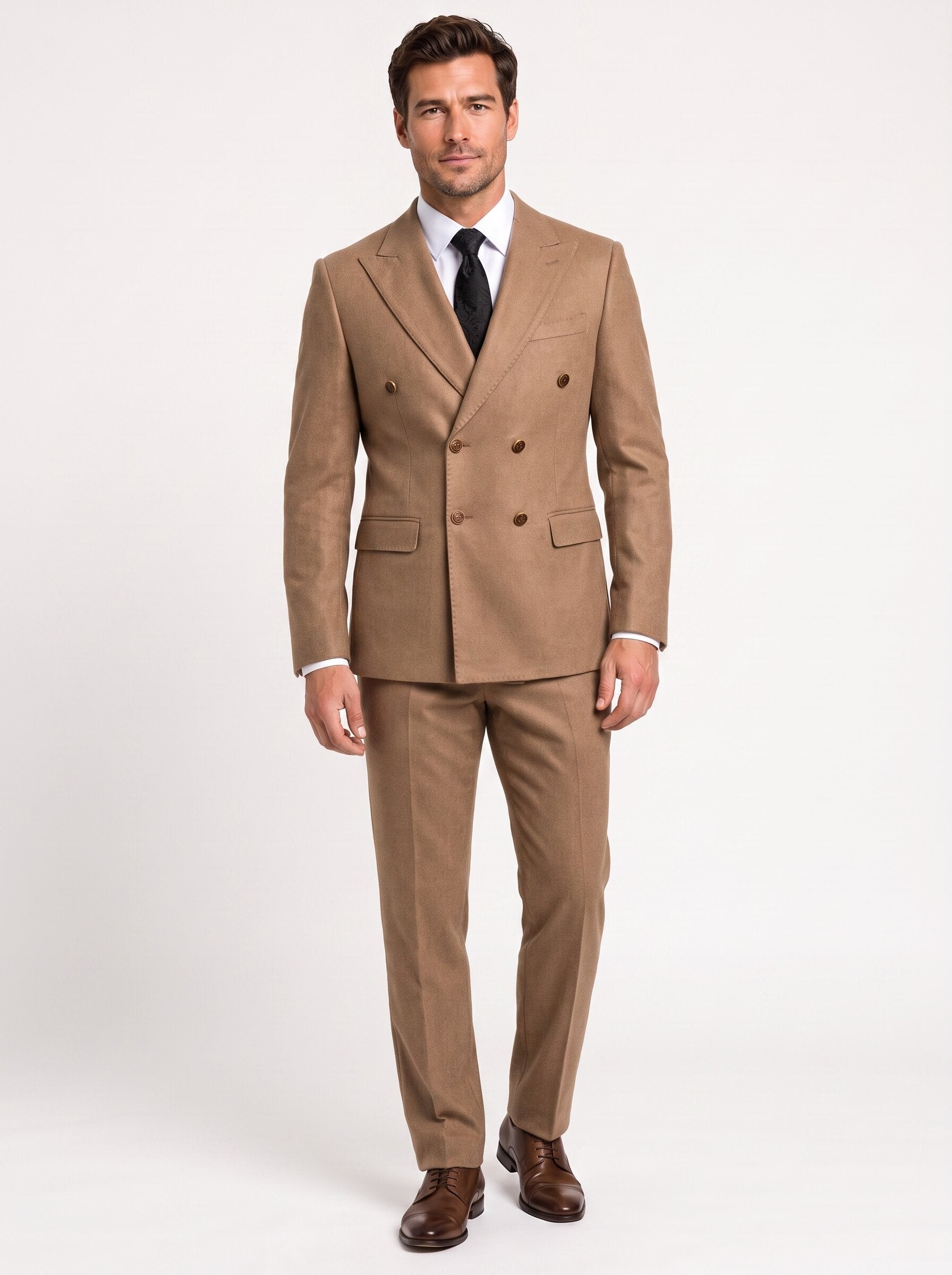 Men's Double Breasted Peak Lapel 2 Piece Suit
