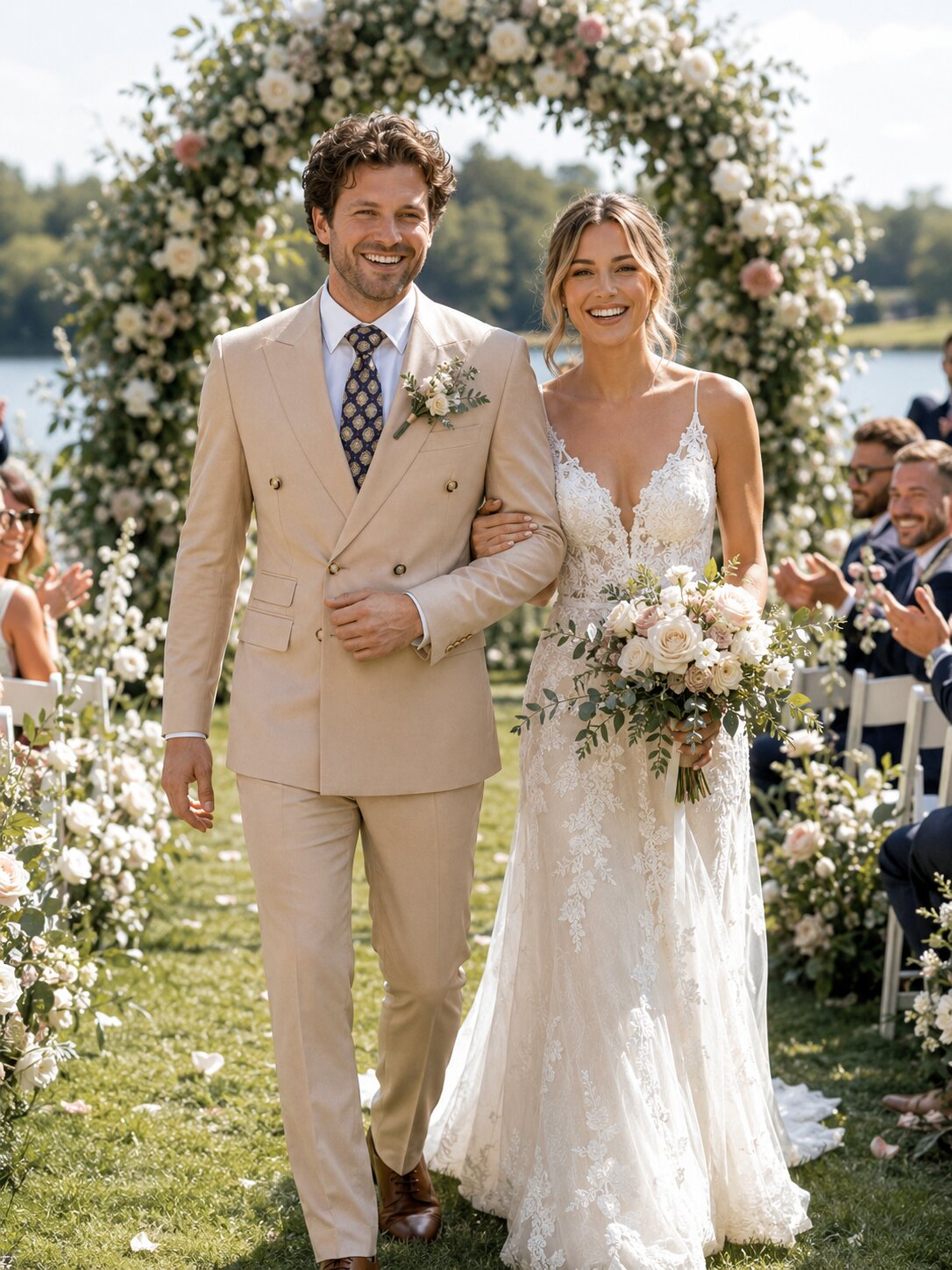 Men's Champagne Double Breasted Suit