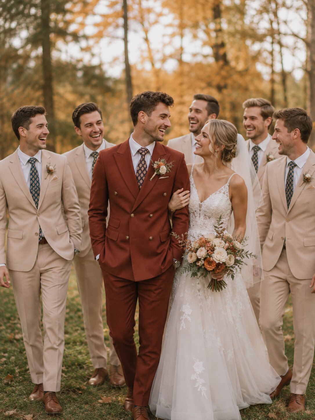 Men's Peak Lapel  Double Breasted Suit