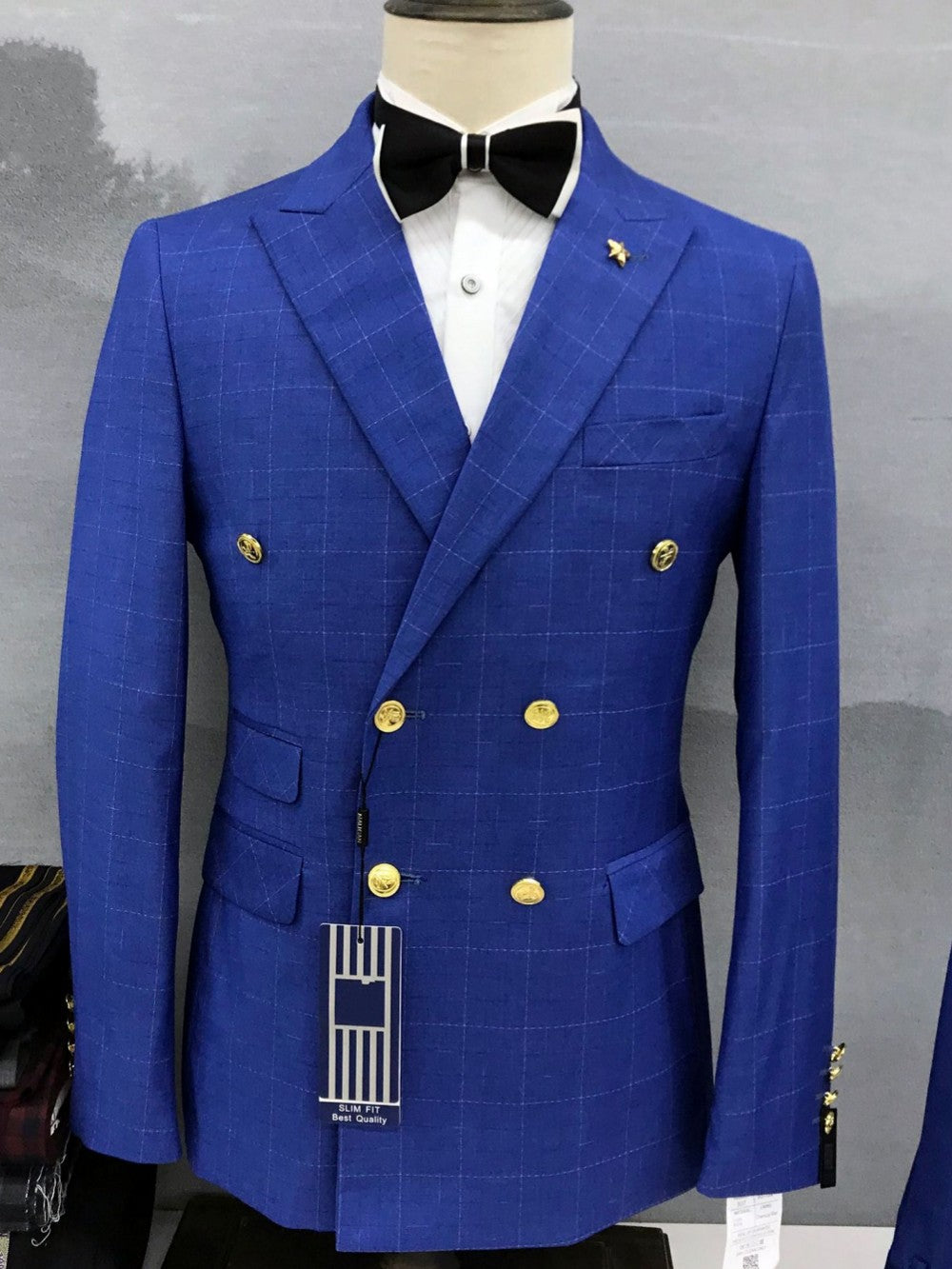 Men’s Double-Breasted Windowpane Suit