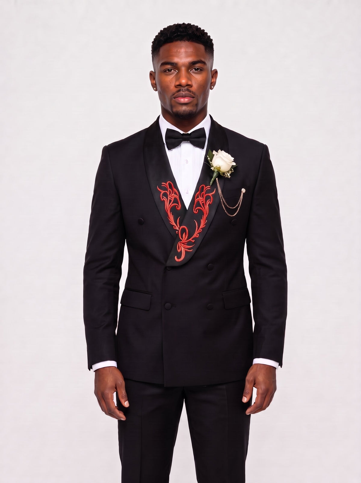 Men’s Embroidered Shawl Lapel Suit