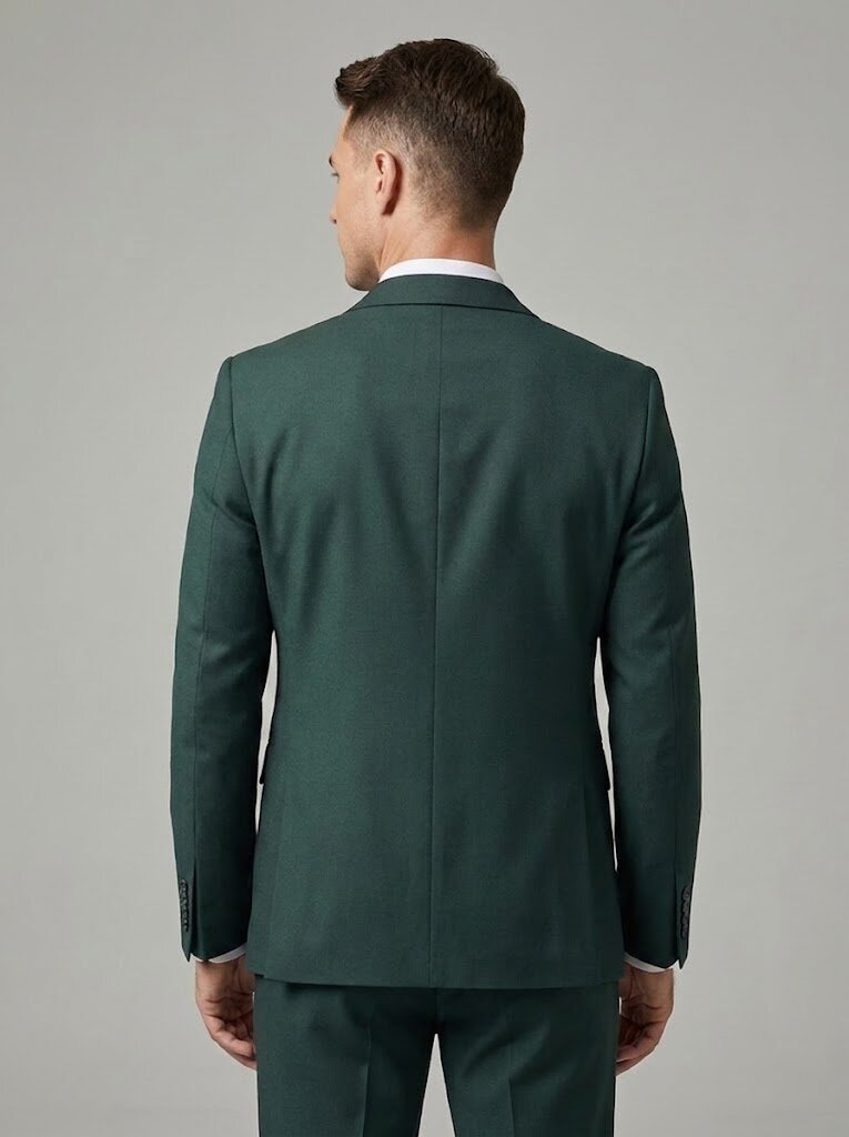 Men’s Green Tuxedo 3 Piece Black Lapel Formal Wedding Suit