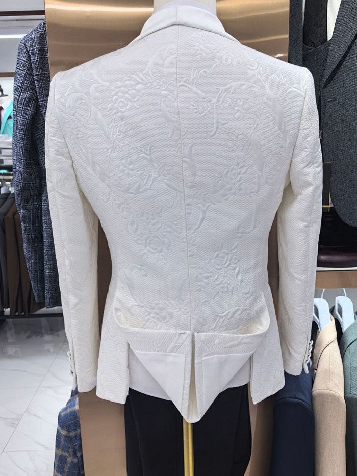 Men’s Floral Jacquard 3 Piece Tuxedo Set