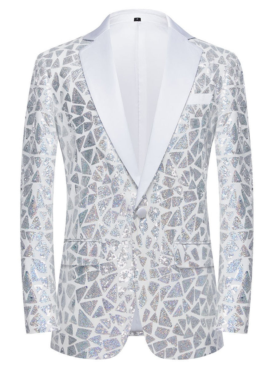 Men's Geometric Sequin Prom Blazer