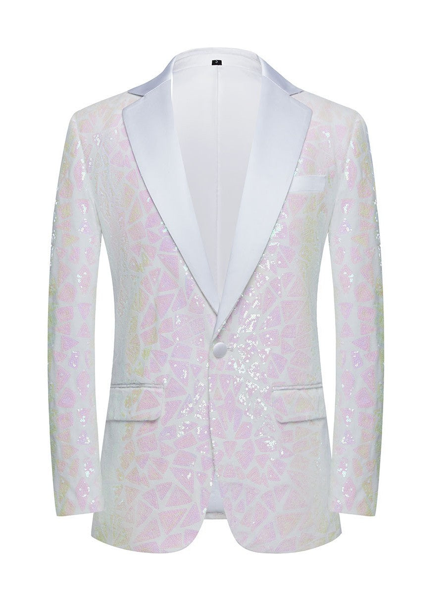 Men's Geometric Sequin Prom Blazer