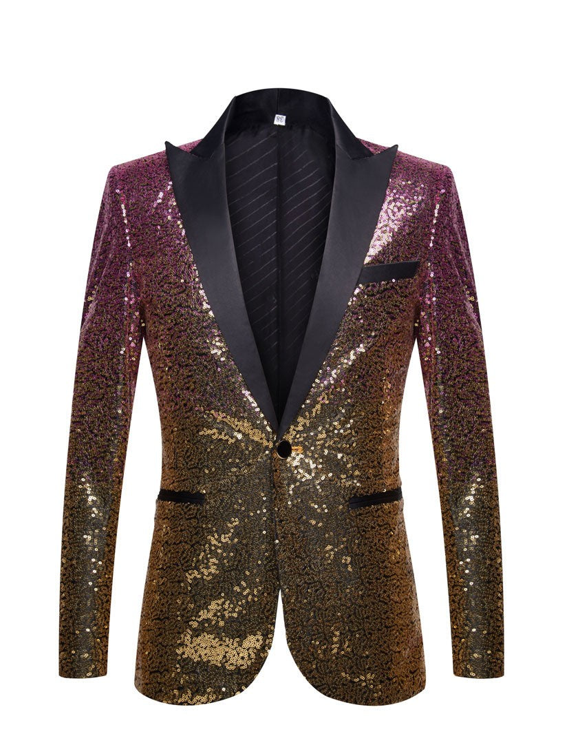 Men's Gradient Sequin Prom Blazer