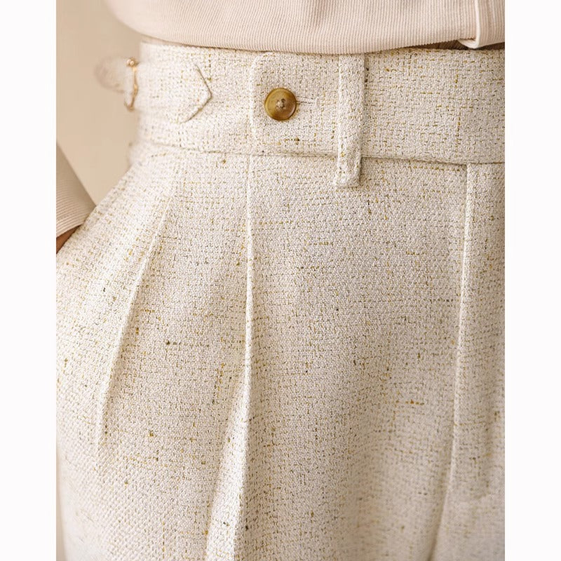 Men’s Heavyweight Linen Gurkha Trousers – High-Waisted Pleated Dress Pants