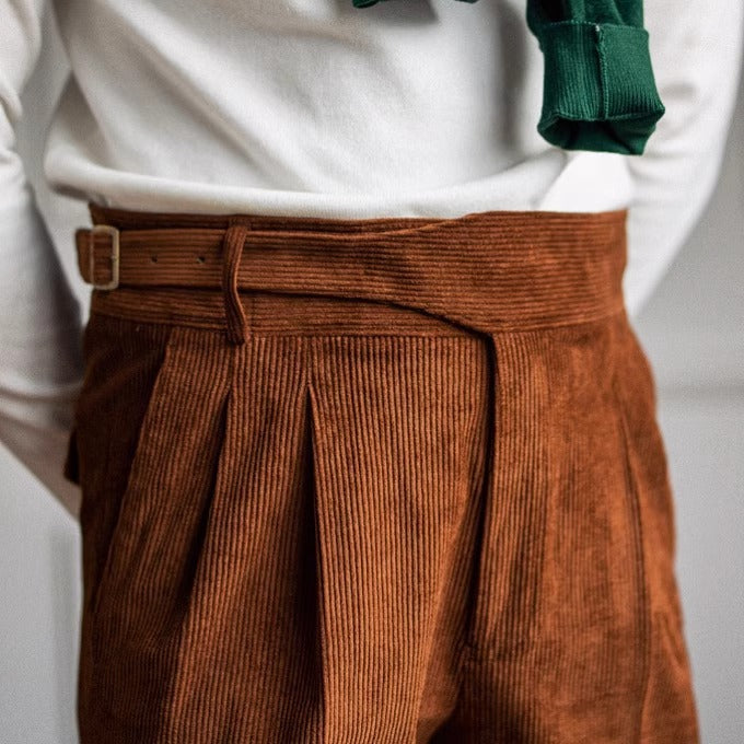 Men’s High-Waisted Corduroy Gurkha Trousers
