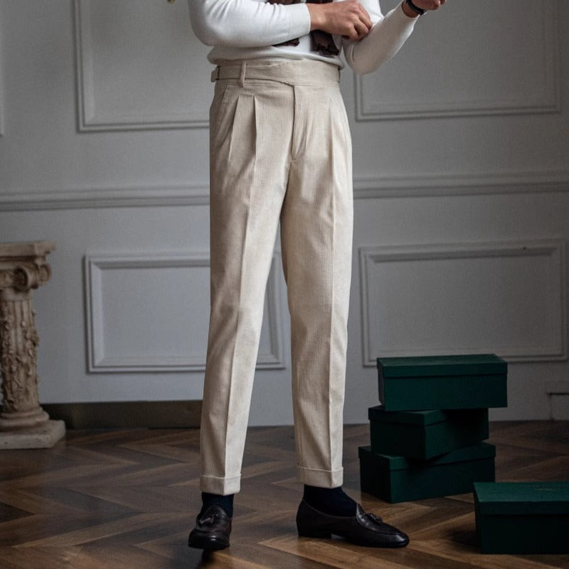 Men’s High-Waisted Corduroy Gurkha Trousers